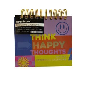 NWT Desk Top Pembrook “Think Happy Thoughts” 365 day perpetual calendar 6x5.25”